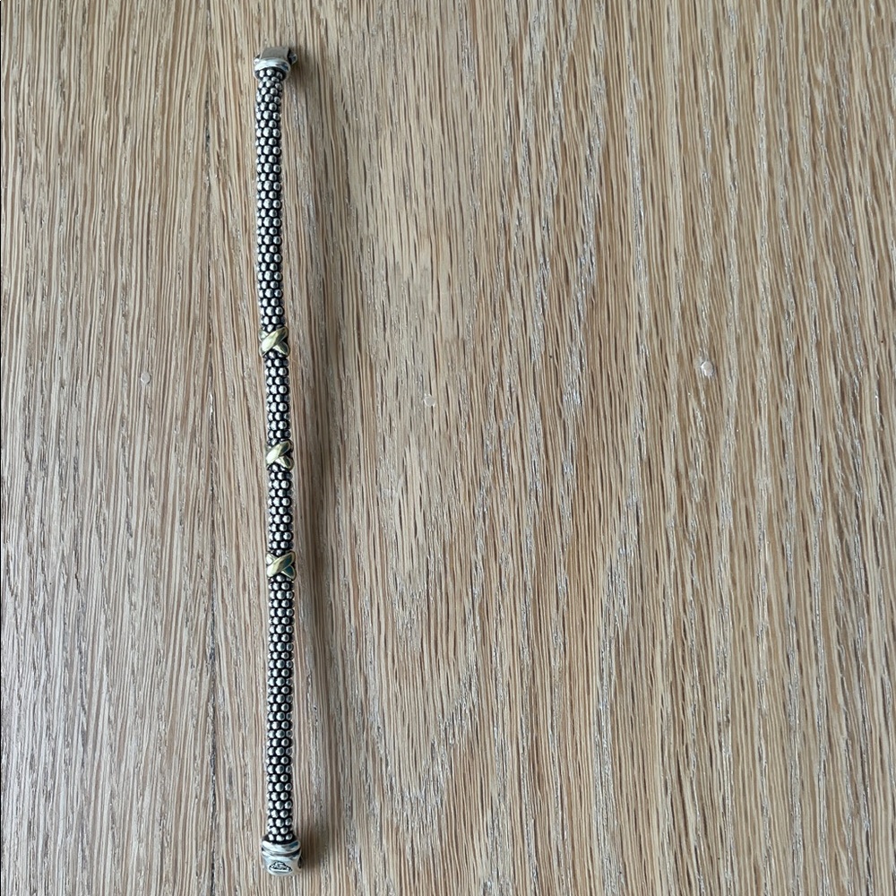 Lagos Caviar Three Station X Silver and 18k Gold Bracelet